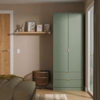 Ready Assembled 2 U Denver 2 Door Robe 2 Drawer Robe (Ready Assembled) in Pale Green | Size: Large