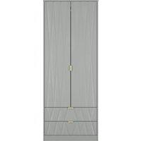 Ready Assembled 2 U Dallas 2 Door 2 Drawer Wardrobe (Ready Assembled) in Grey | Size: Large