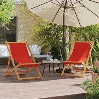 Berkfield Home Folding Beach Chairs 2 pcs Red Fabric