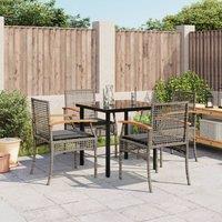 Berkfield Home 5 Piece Garden Dining Set with Cushions Grey Poly Rattan