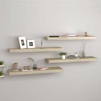 Berkfield Home Floating Wall Shelves 4 pcs Oak 80x23.5x3.8 cm MDF in Brown