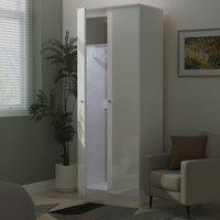 Ready Assembled 2 U Broadway 2 Door Wardrobe with Sensor lighting with LED lights (Ready Assembled) in White | Size: Large