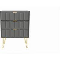 Ready Assembled 2 U Metro 3 Drawer Chest (Ready Assembled) in Grey | Size: Medium