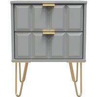 Ready Assembled 2 U Metro 2 Drawer Bedside Cabinet (Ready Assembled) in Grey | Size: Small