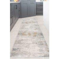 Kukoon Runner Rug Silver Grey Metallic Distressed Abstract Long Hallway Rugs | Size: 70 cm x 240 cm