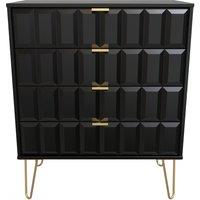 Ready Assembled 2 U Metro 4 Drawer Chest (Ready Assembled) in True Black | Size: Medium