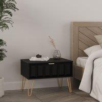 Ready Assembled 2 U Metro 1 Drawer Wide Side Table (Ready Assembled) in True Black | Size: Small