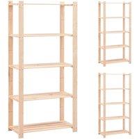 Berkfield Home 5-Tier Storage Racks 3 pcs 80x38x170 cm Solid Pinewood 250 kg in Beige | Size: 80 x 38 x 170 cm