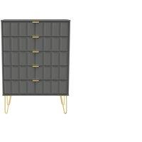 Ready Assembled 2 U Metro 5 Drawer Chest (Ready Assembled) in Grey | Size: Large