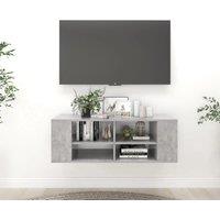 Berkfield Home Wall-Mounted TV Cabinet Concrete Grey 102x35x35 cm Engineered Wood | Size: 102 x 35 x 35 cm