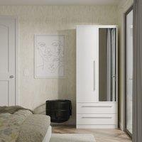 Ready Assembled 2 U Carlton 2 Door 2 Drawer Mirrored Robe (Ready Assembled) in White | Size: Large