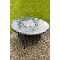 PE Round Rattan Gas Fire Pit Dining Table Gas Heater