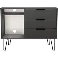 Ready Assembled 2 U Fuji 3 Drawer TV Unit (Ready Assembled) in Dark Grey | Size: Medium