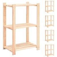 Berkfield Home 3-Tier Storage Racks 5 pcs 60x38x90 cm Solid Pinewood 150 kg in Beige | Size: 60 x 38 x 90 cm
