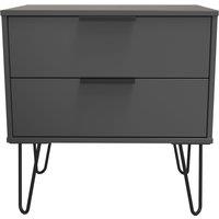 Ready Assembled 2 U Fuji 2 Drawer Side Table (Ready Assembled) in Dark Grey | Size: Small