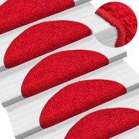 Berkfield Home Carpet Stair Treads 15 pcs Red 56x17x3 cm | Size: Medium