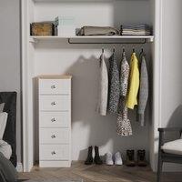 Ready Assembled 2 U Cumbria 5 Drawer Bedside Cabinet (Ready Assembled) in White | Size: Medium