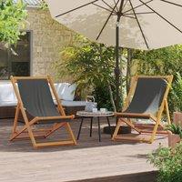 Berkfield Home Folding Beach Chairs 2 pcs Grey Fabric