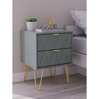 Ready Assembled 2 U Dallas 2 Drawer Bedside Cabinet (Ready Assembled) in Pale Green | Size: Small