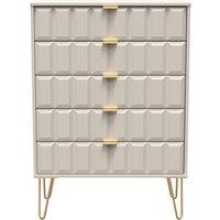 Ready Assembled 2 U Metro 5 Drawer Chest (Ready Assembled) in Taupe | Size: Large