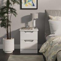 Ready Assembled 2 U Holborn 2 Drawer Bedside Cabinet (Ready Assembled) in White | Size: Small
