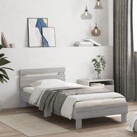 Bed Frame without Mattress with Headboard Grey Sonoma 90x200 cm