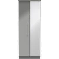 Ready Assembled 2 U Lyon Tall Double Mirror Wardrobe (Ready Assembled) in Grey | Size: Large