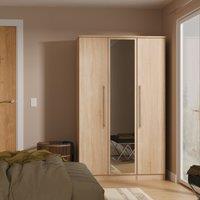 Ready Assembled 2 U Carlton Triple Mirror Wardrobe (Ready Assembled) in Light Oak | Size: Large