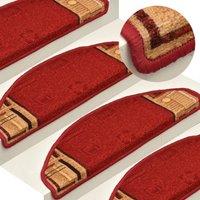 Berkfield Home Self-adhesive Stair Mats 15 pcs Red 65x21x4 cm | Size: Medium