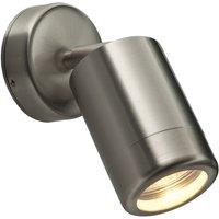 Loops Adjustable Outdoor IP65 Wall Spotlight - 7W LED GU10 - Brushed Stainless Steel in Metallics