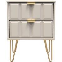 Ready Assembled 2 U Metro 2 Drawer Bedside Cabinet (Ready Assembled) in Taupe | Size: Small