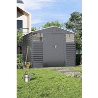 Lockable Charcoal Steel Storage Tool Shed with Front Windows