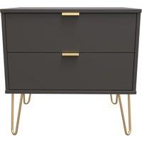 Ready Assembled 2 U Fuji 2 Drawer Side Table (Ready Assembled) in Dark Grey | Size: Small