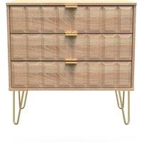 Ready Assembled 2 U Metro 3 Drawer Chest (Ready Assembled) in Light Oak | Size: Medium