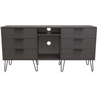 Ready Assembled 2 U Fuji 6 Drawer Sideboard (Ready Assembled) in Dark Grey | Size: Large