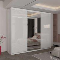 High Gloss Sliding Wardrobe with LED Light W250cm x H217cm x D62cm