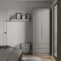 Ready Assembled 2 U Lucca Tall 2 Drawer Double Wardrobe (Ready Assembled) in Dark Grey | Size: Large