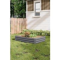 120cm W x 90cm D Grey Galvanized Steel Raised Garden Bed Planter Box