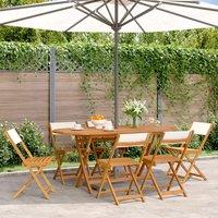 Berkfield Home Folding Garden Chairs 6 pcs Cream White Fabric & Solid Wood