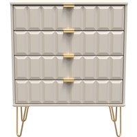 Ready Assembled 2 U Metro 4 Drawer Chest (Ready Assembled) in Taupe | Size: Medium