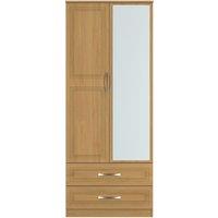 Ready Assembled 2 U Oxford 2 Door 2 Drawer Mirror Wardrobe (Ready Assembled) in Light Oak
