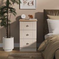 Ready Assembled 2 U Cumbria 3 Drawer Bedside Cabinet (Ready Assembled) in Taupe | Size: Small