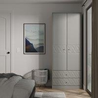 Ready Assembled 2 U Memphis 2 Door Robe 2 Drawer Robe (Ready Assembled) in Grey | Size: Large