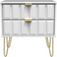 Ready Assembled 2 U Metro 2 Drawer Side Table (Ready Assembled) in White | Size: Small
