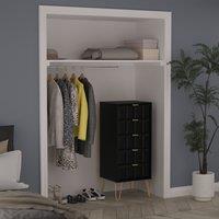 Ready Assembled 2 U Metro 5 Drawer Tallboy (Ready Assembled) in True Black | Size: Medium