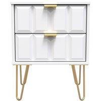 Ready Assembled 2 U Metro 2 Drawer Bedside Cabinet (Ready Assembled) in White | Size: Small