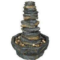 Primrose Stacked Stone Monolith Water Feature with LED Lights 70cm in Grey