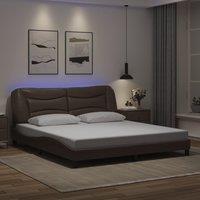 Bed Frame with LED without Mattress Brown 180x200 cm Super King