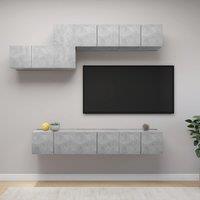 Berkfield Home 7 Piece TV Cabinet Set Concrete Grey Engineered Wood