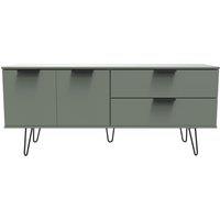Ready Assembled 2 U Fuji 2 Drawer 2 Door Wide Sideboard (Ready Assembled) in Pale Green | Size: Large